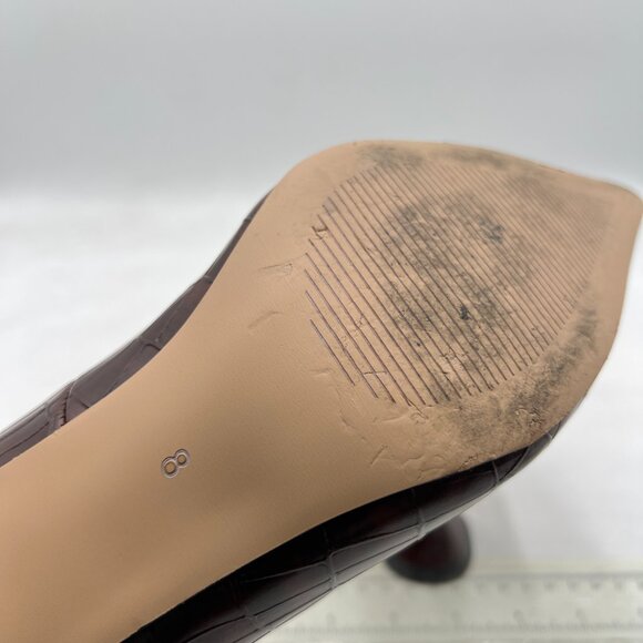 YDN Brown Alligator Pointed Toe Slip on Pumps Special High Heel Shoe for Lady - Picture 6 of 8